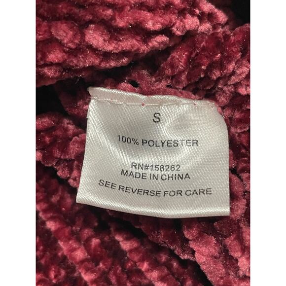 Altar'd State Women's Size Small Eversoft Chenille Scalloped Sweater Red Boxy - Picture 6 of 8